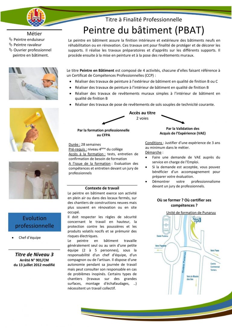 Peintre en Bâtiment (P.BAT.) – CFPA